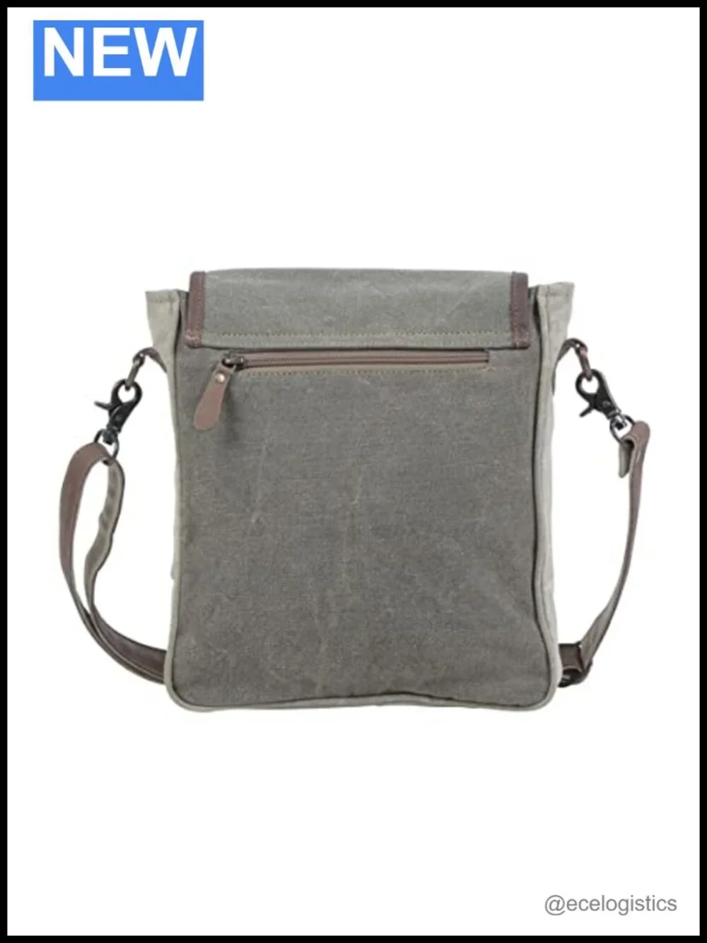 Lightweight Canvas Shoulder Bag Upcycled Leather Trim Handbag